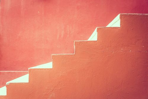 red concrete staircase