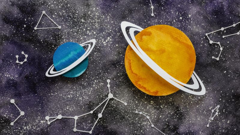 flat lay composition creative paper planets small